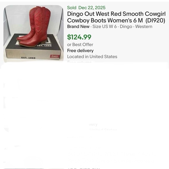 VTG DINGO Outwest Leather RED Inlay Coastal Cowgirl Boots 6.5 line dancing READ! - Picture 13 of 13
